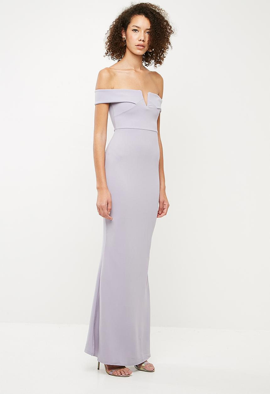 Missguided - Scuba bardot v plunge maxi dress - grey