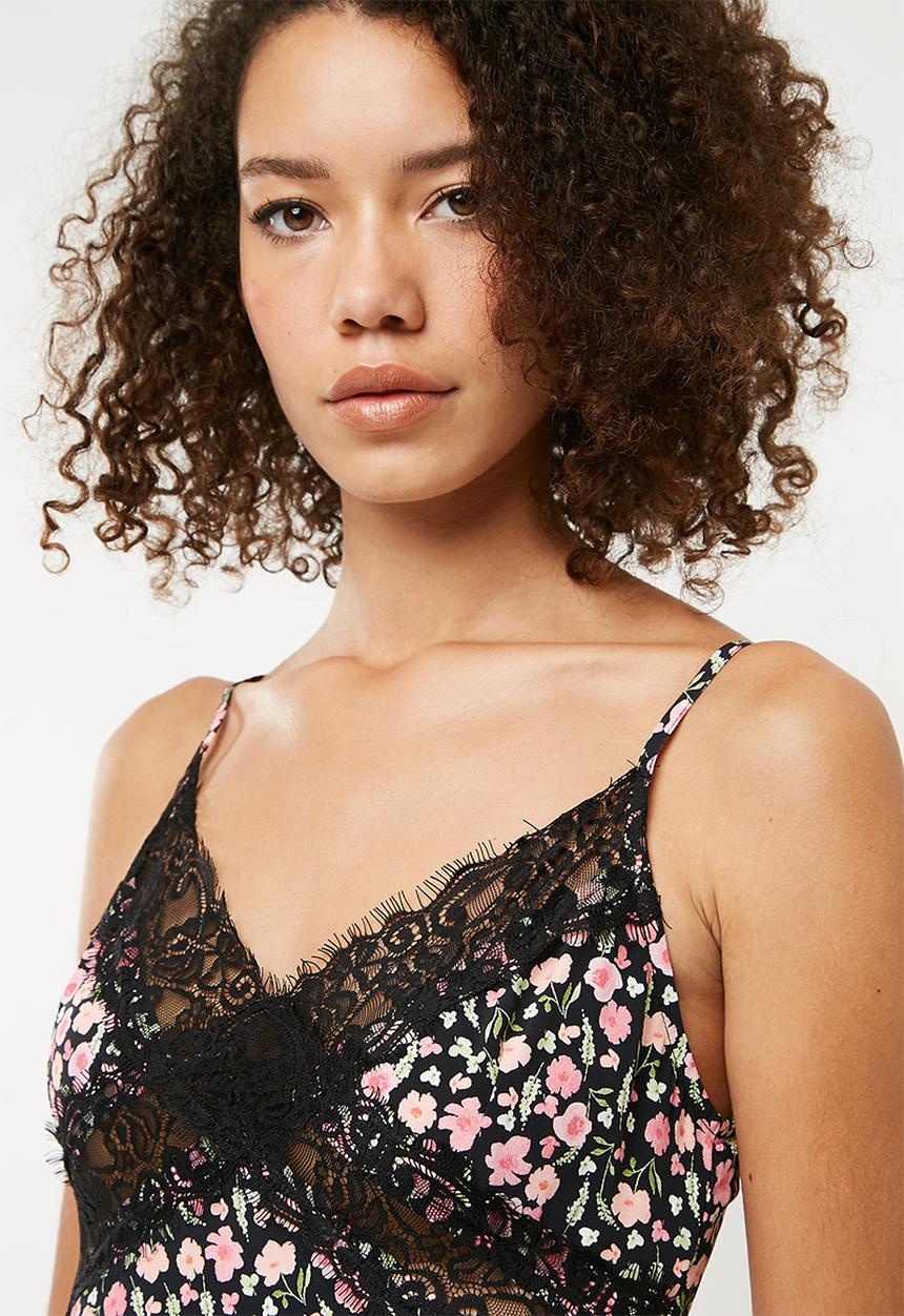 Missguided - Lace trim ditsy floral cami midi dress - multi