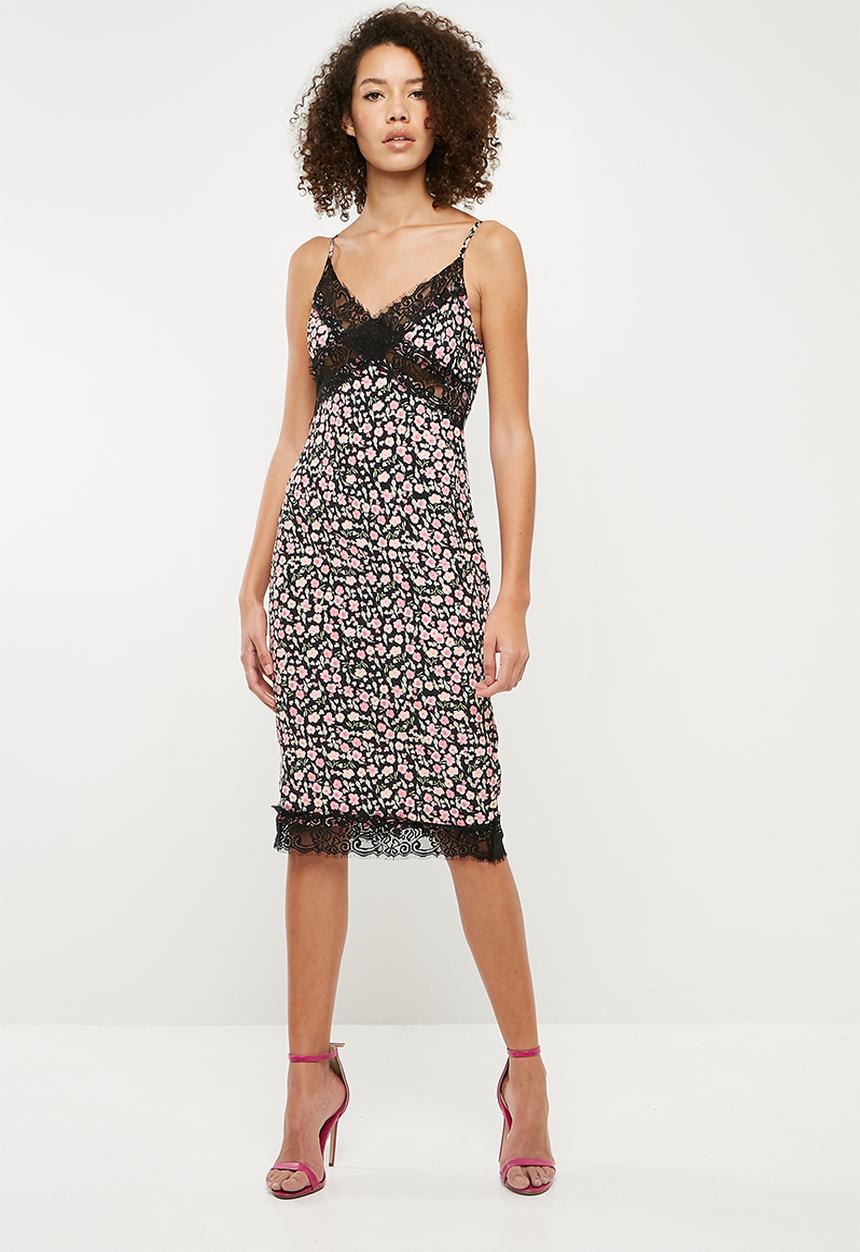 Missguided - Lace trim ditsy floral cami midi dress - multi