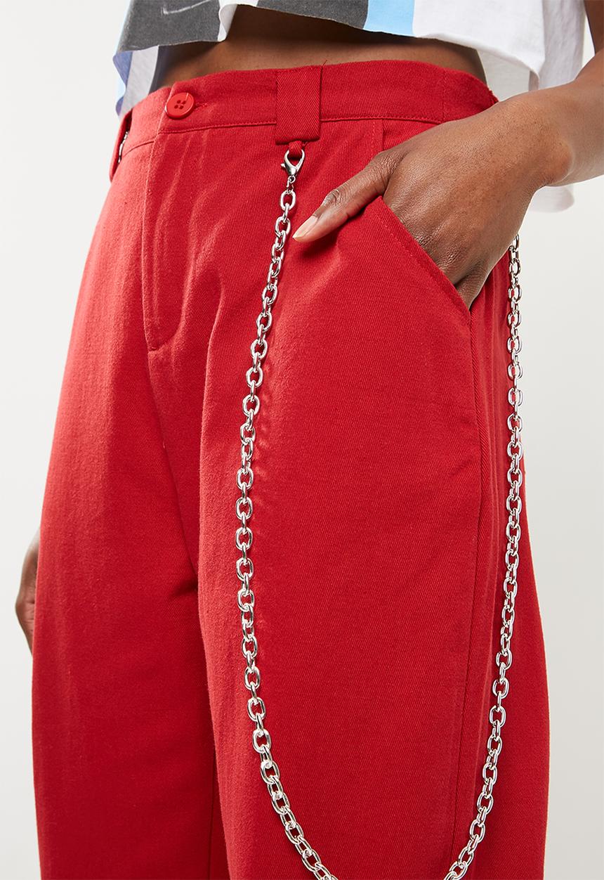 Missguided - Chain detail cargo trouser - red 