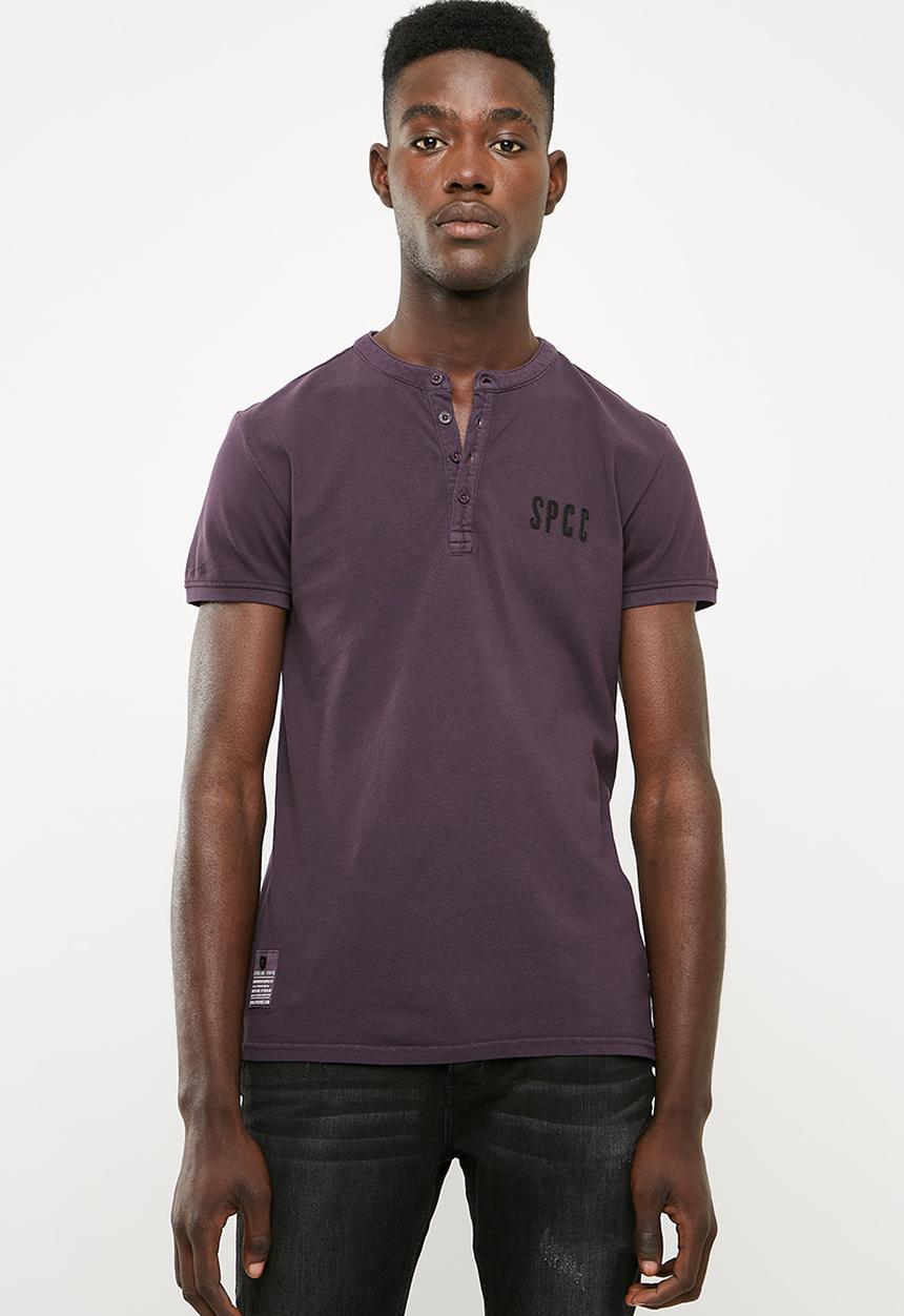 S.P.C.C - Over dyed pique golfer with mandarin collar - purple