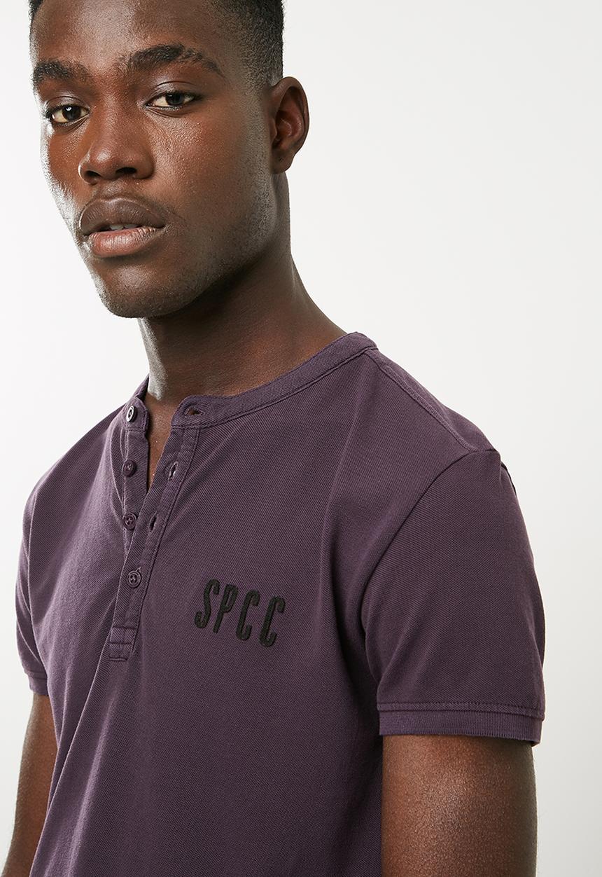 S.P.C.C - Over dyed pique golfer with mandarin collar - purple