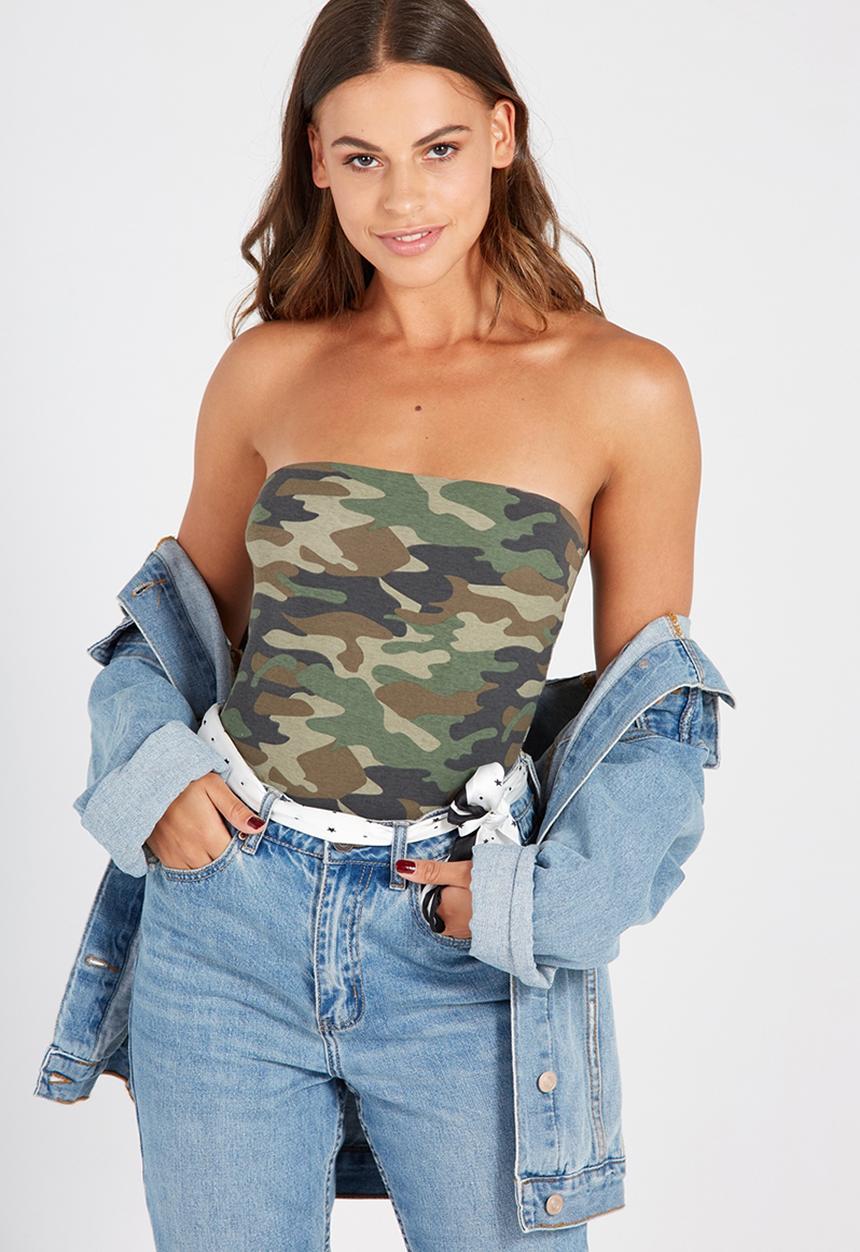 Supré  - Printed long boobtube built in bra - multi 