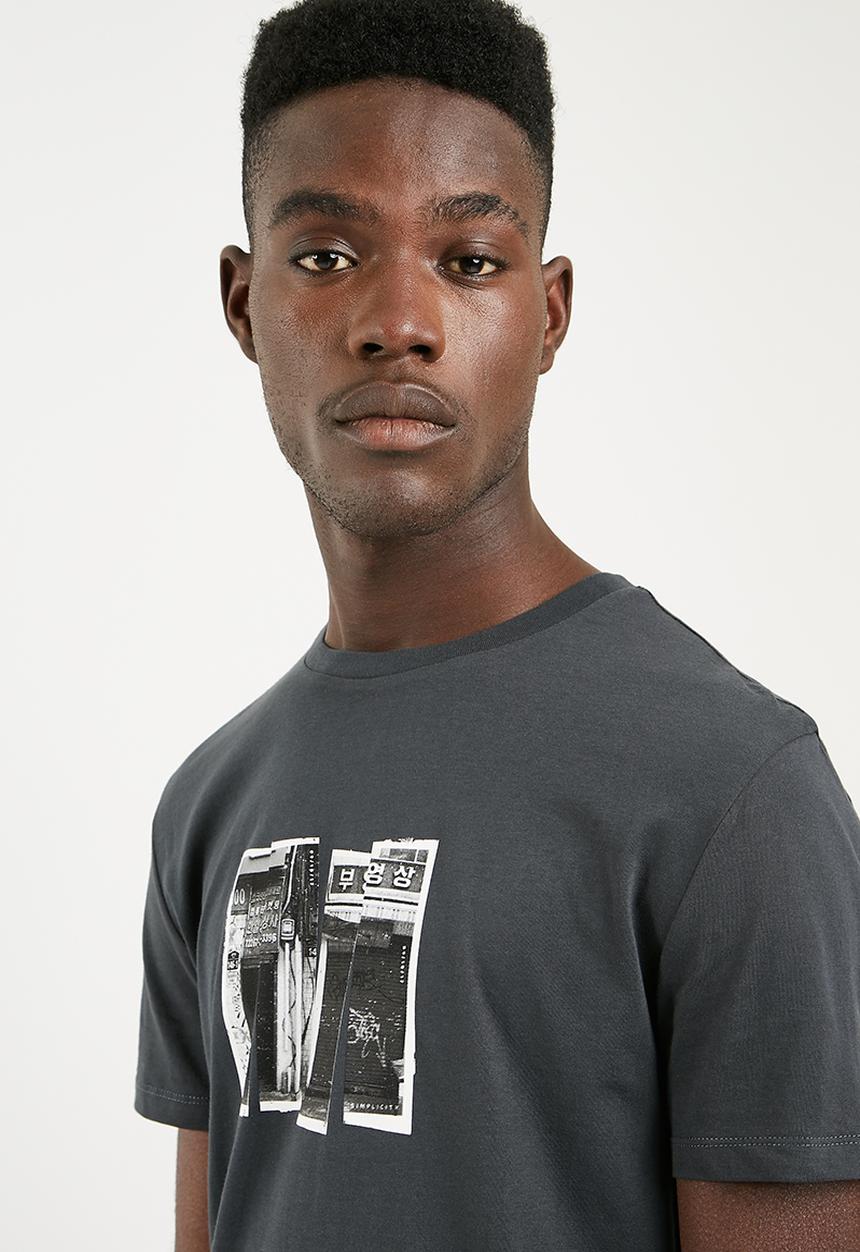 Superbalist - Printed crew neck tee - charcoal