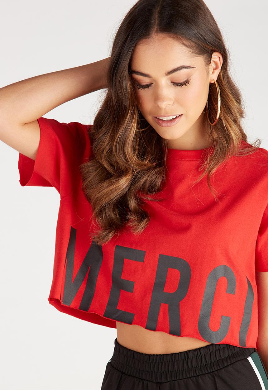Supré  - Printed super crop tee - red
