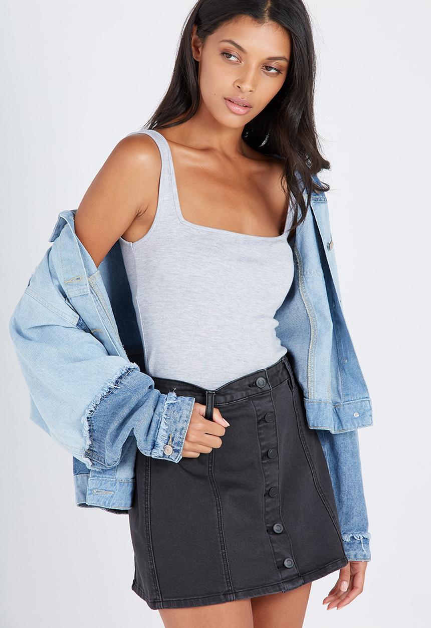 Supré  - Interlock square neck cami - grey 