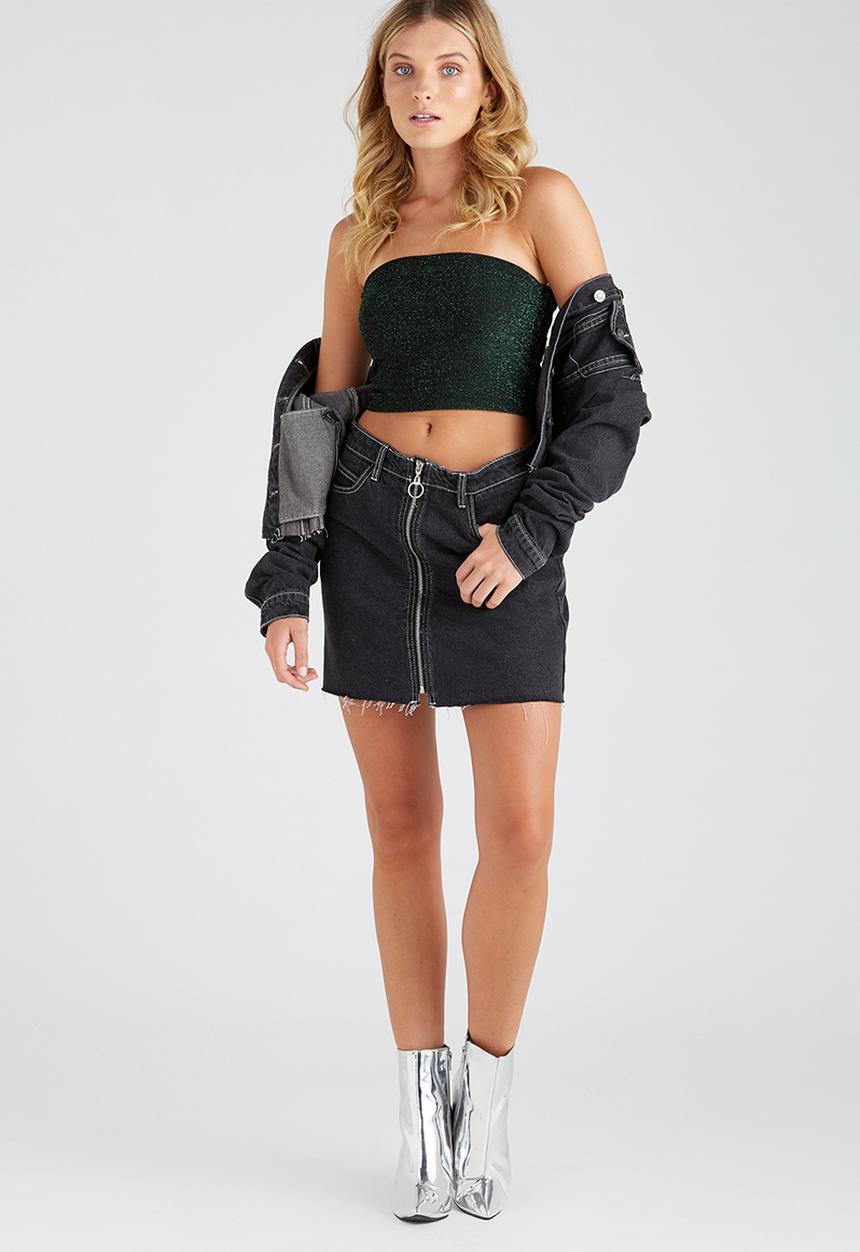 Supré  - Sparkle luxe strapless crop - green 