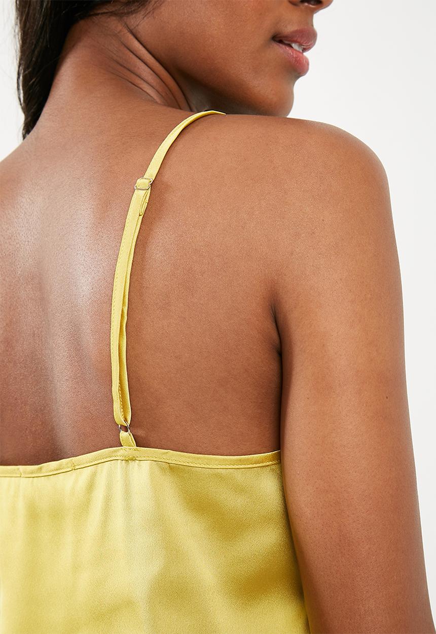 Missguided - Satin insert bodysuit - yellow