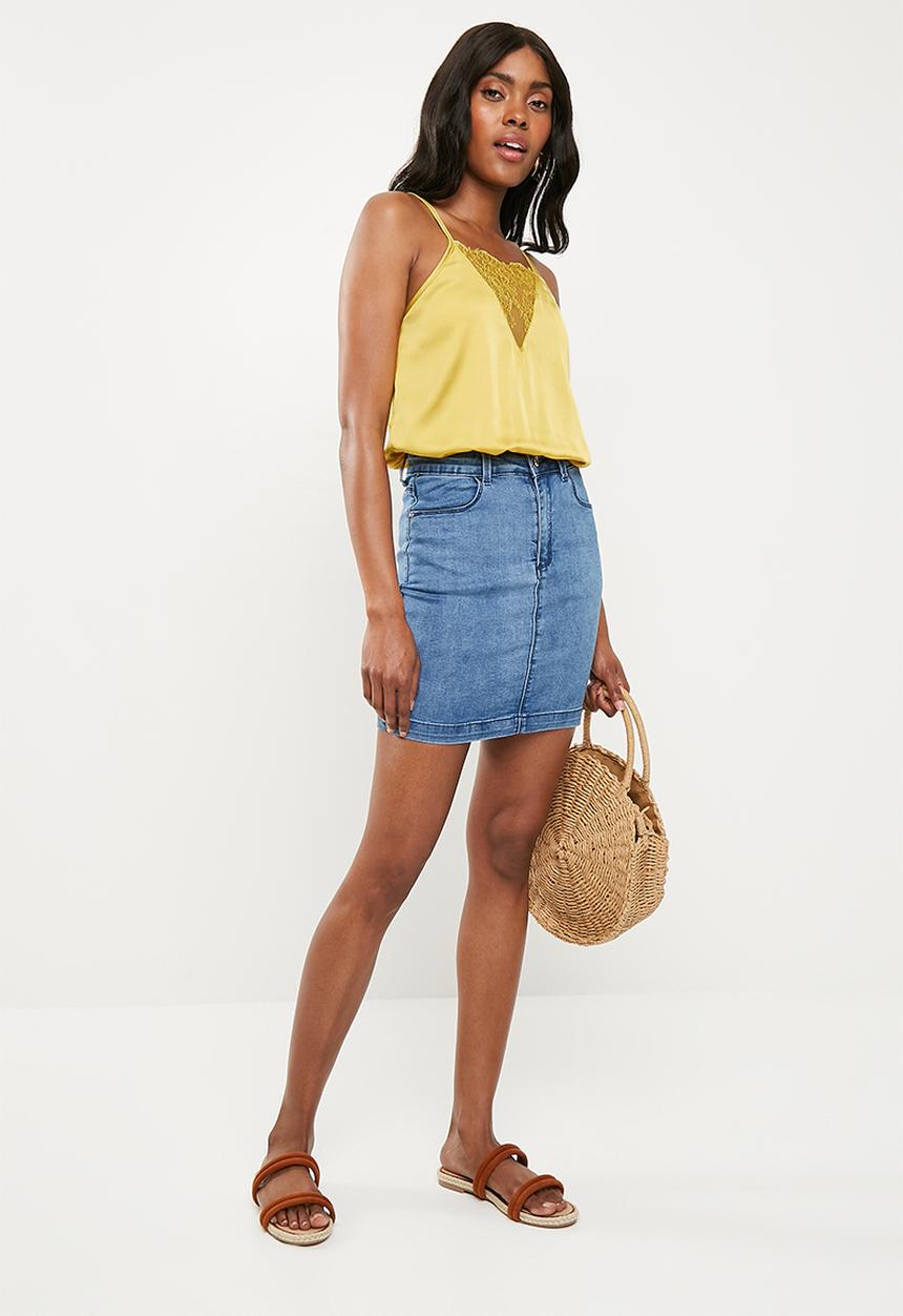 Missguided - Satin insert bodysuit - yellow