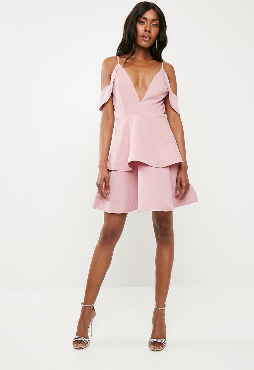 Missguided - Strappy cold shoulder skater dress - pink