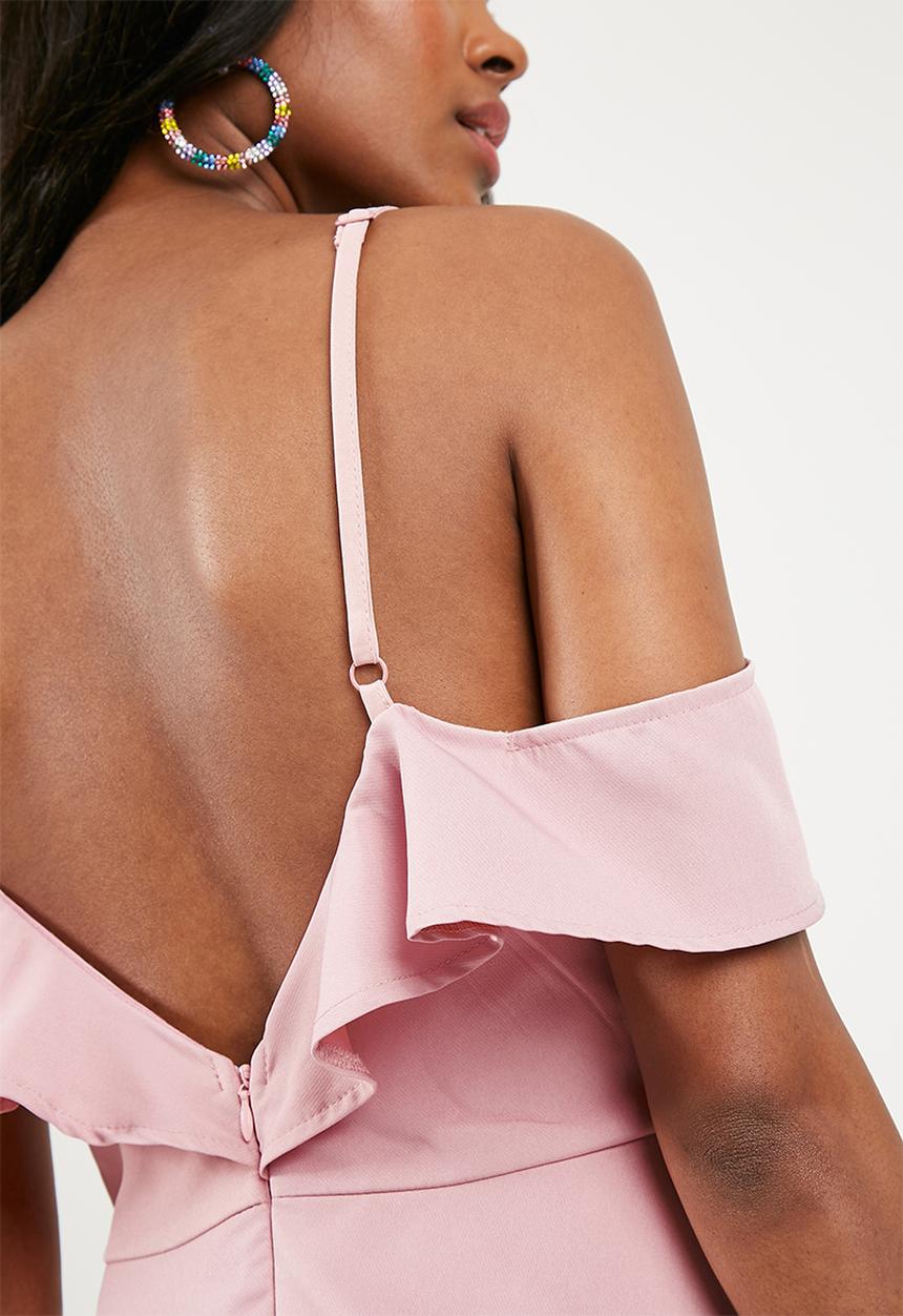 Missguided - Strappy cold shoulder skater dress - pink