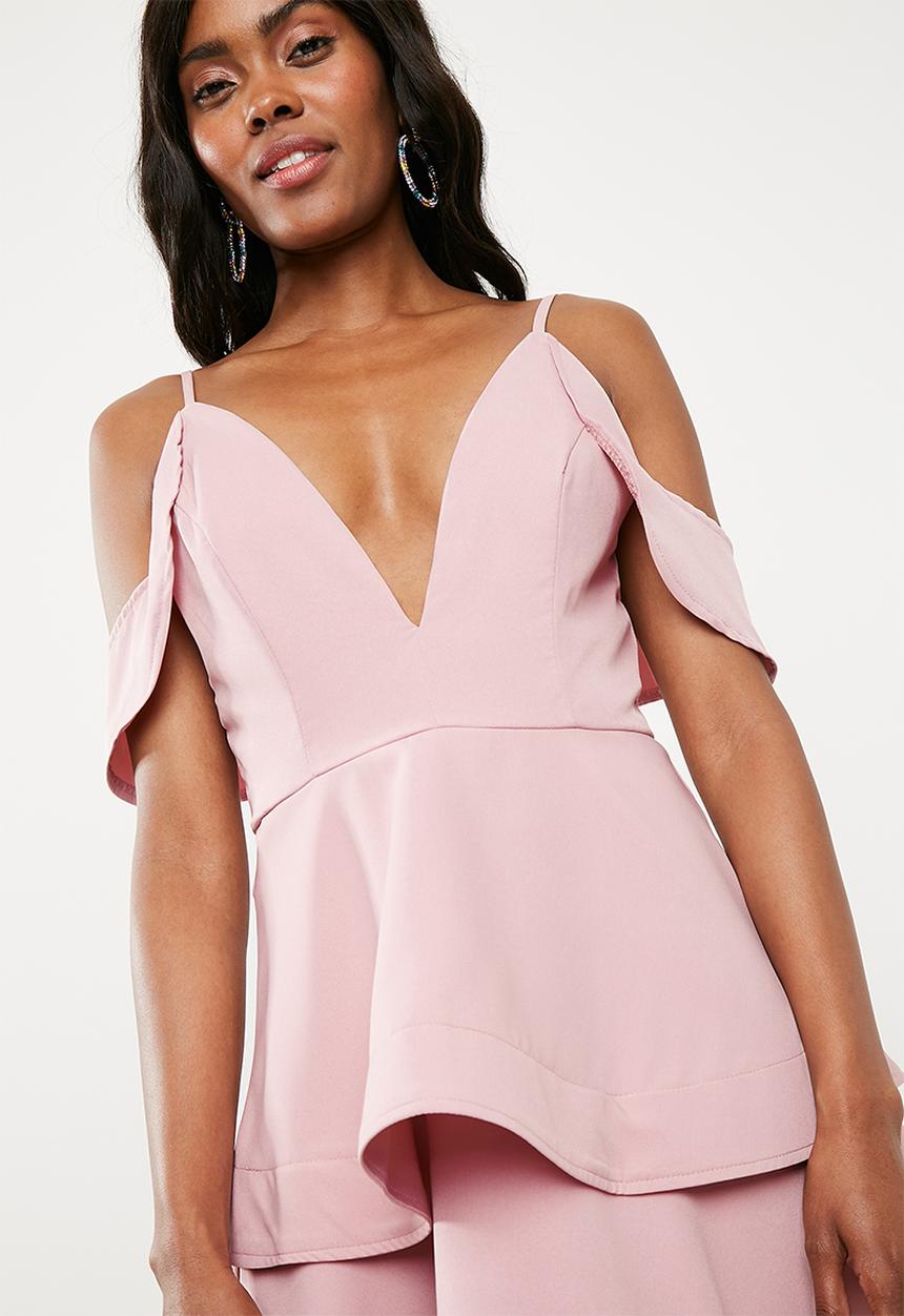Missguided - Strappy cold shoulder skater dress - pink