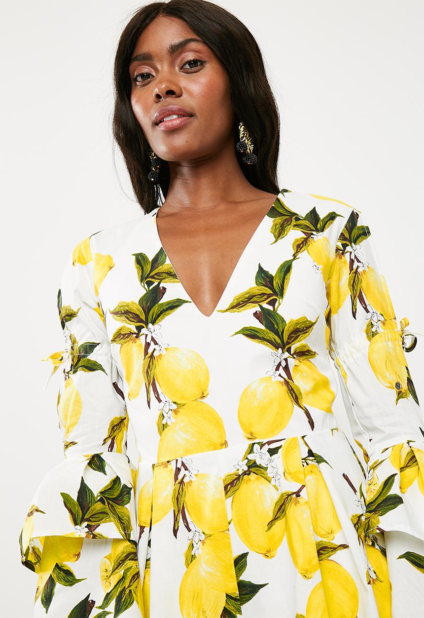 Missguided - Lemon print playsuit - yellow