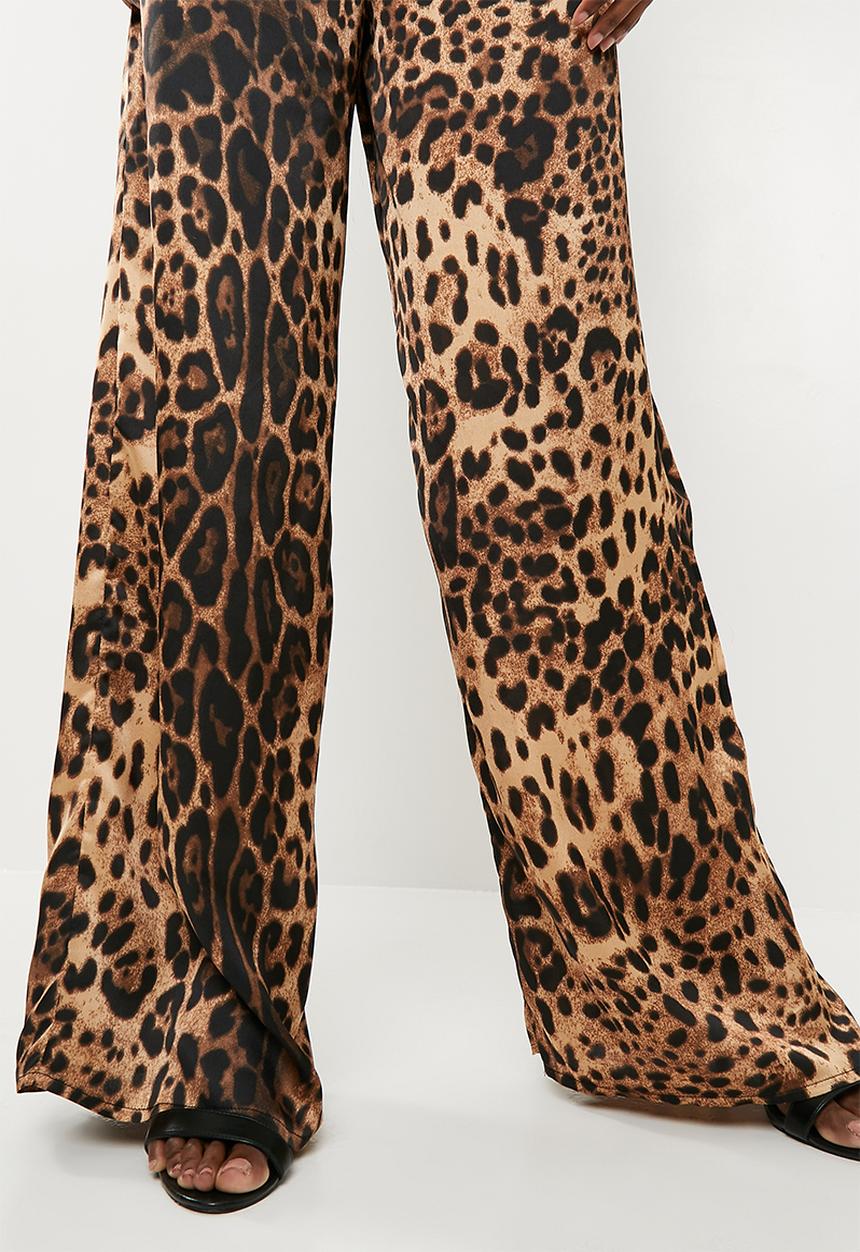 Missguided - Leopard wide leg trousers - brown