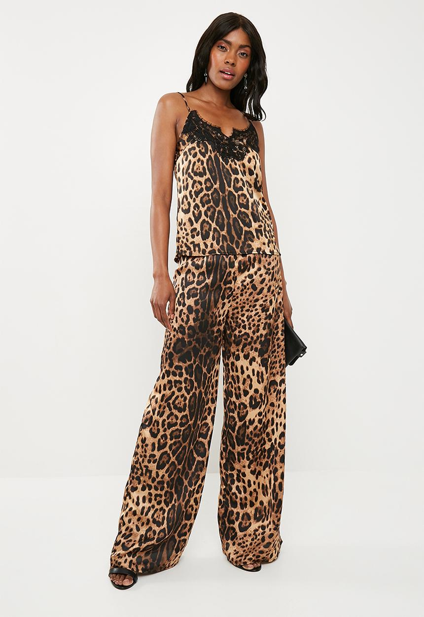 Missguided - Leopard wide leg trousers - brown