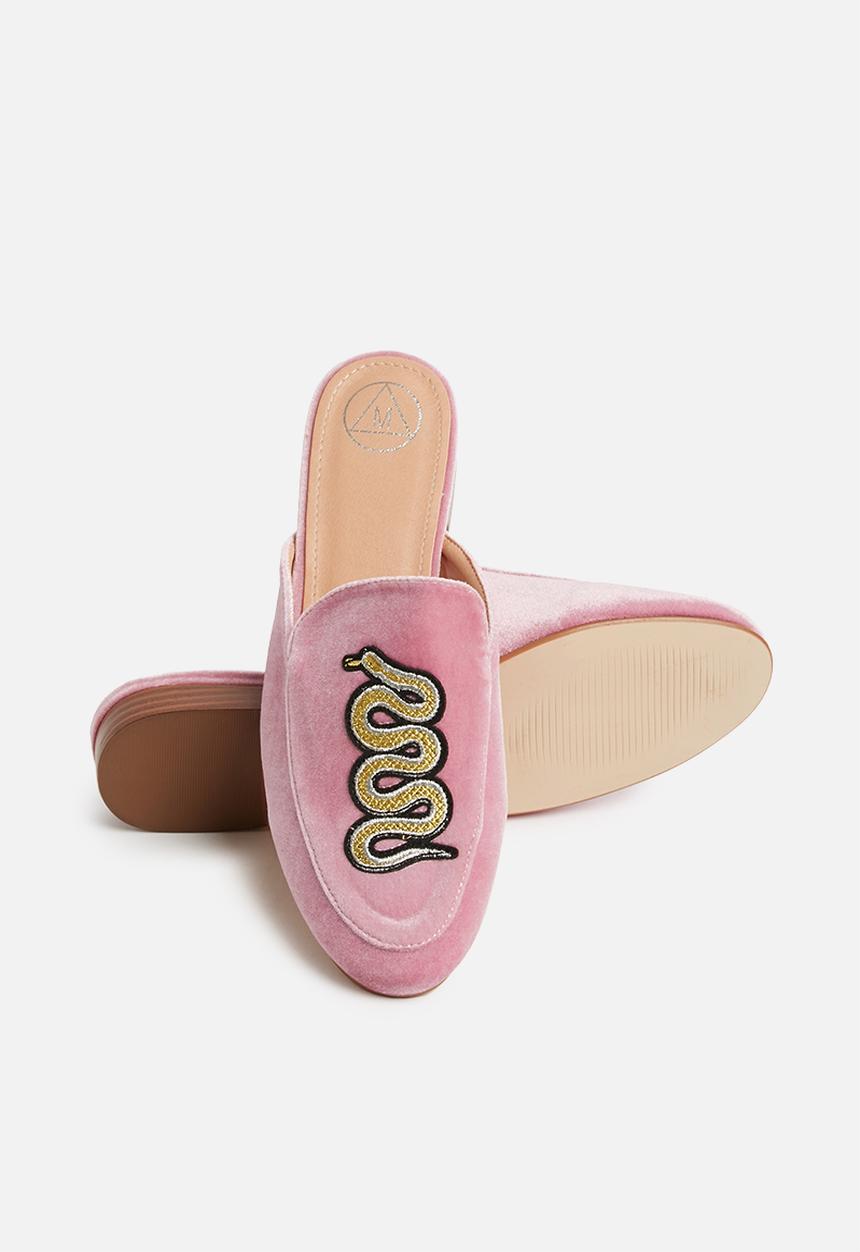 Missguided - Snake embrodied mule - pink