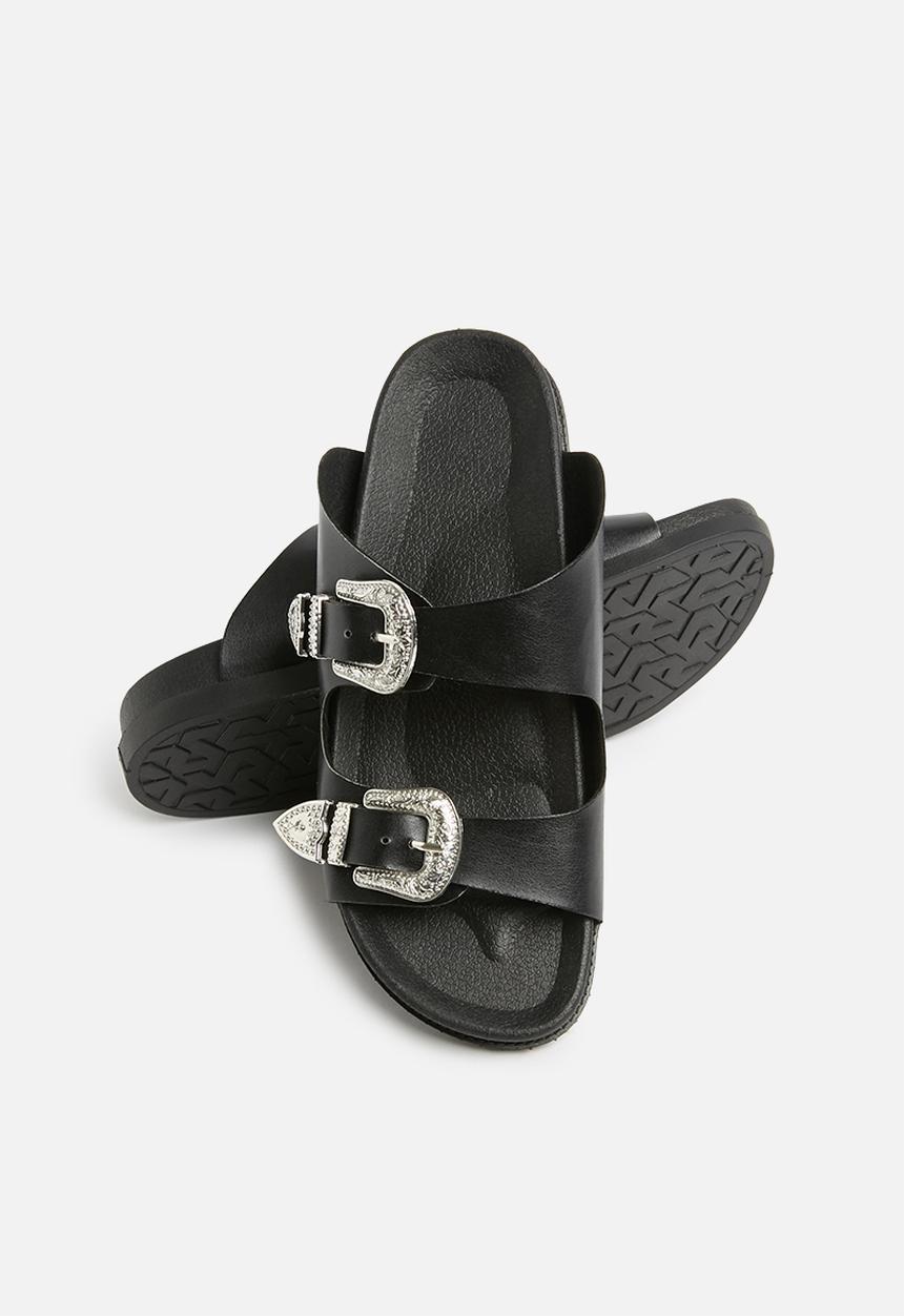 Missguided - Western double buckle jelly - black