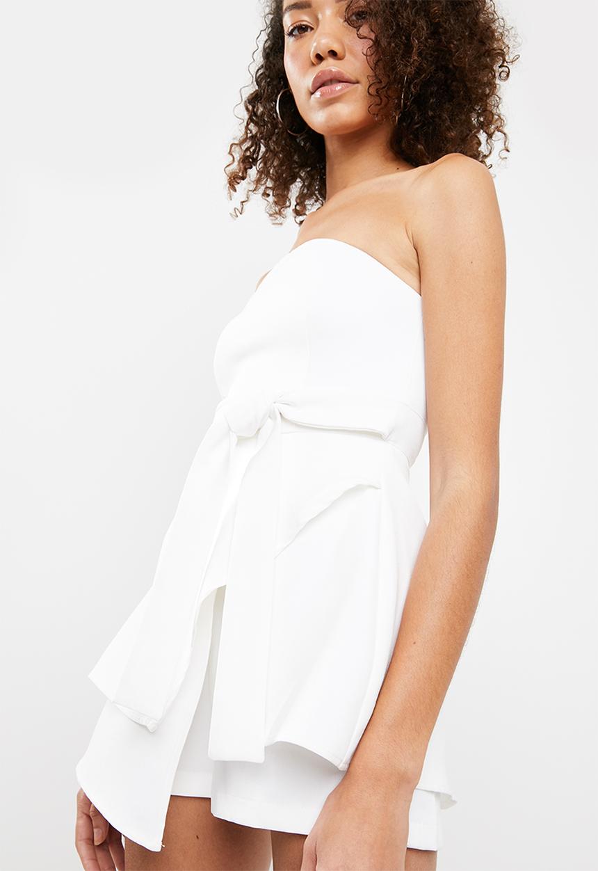 Missguided - Bandeau tie waist skort - white