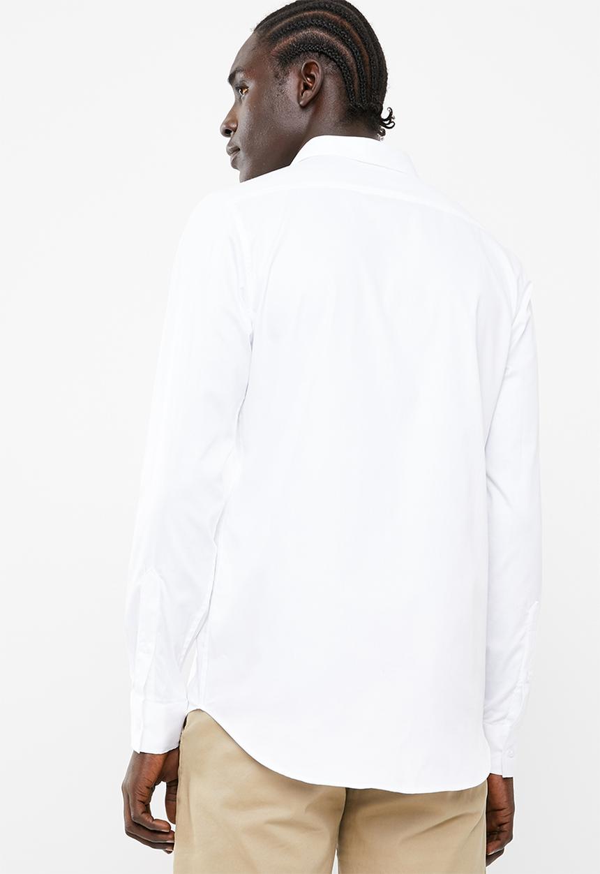 Superbalist - Concealed button stand poplin shirt - white