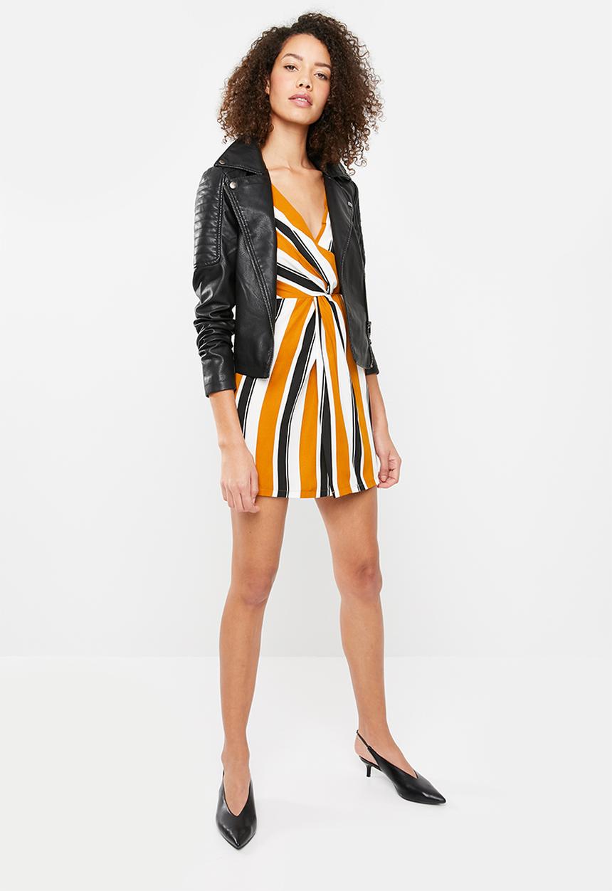Missguided - Striped midi dress - mustard