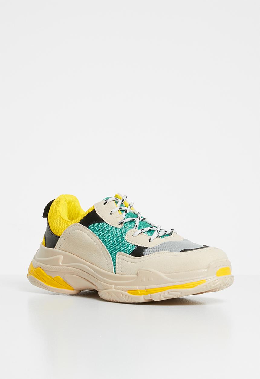 Missguided - Contrast sole colourblock chunky trainer - yellow
