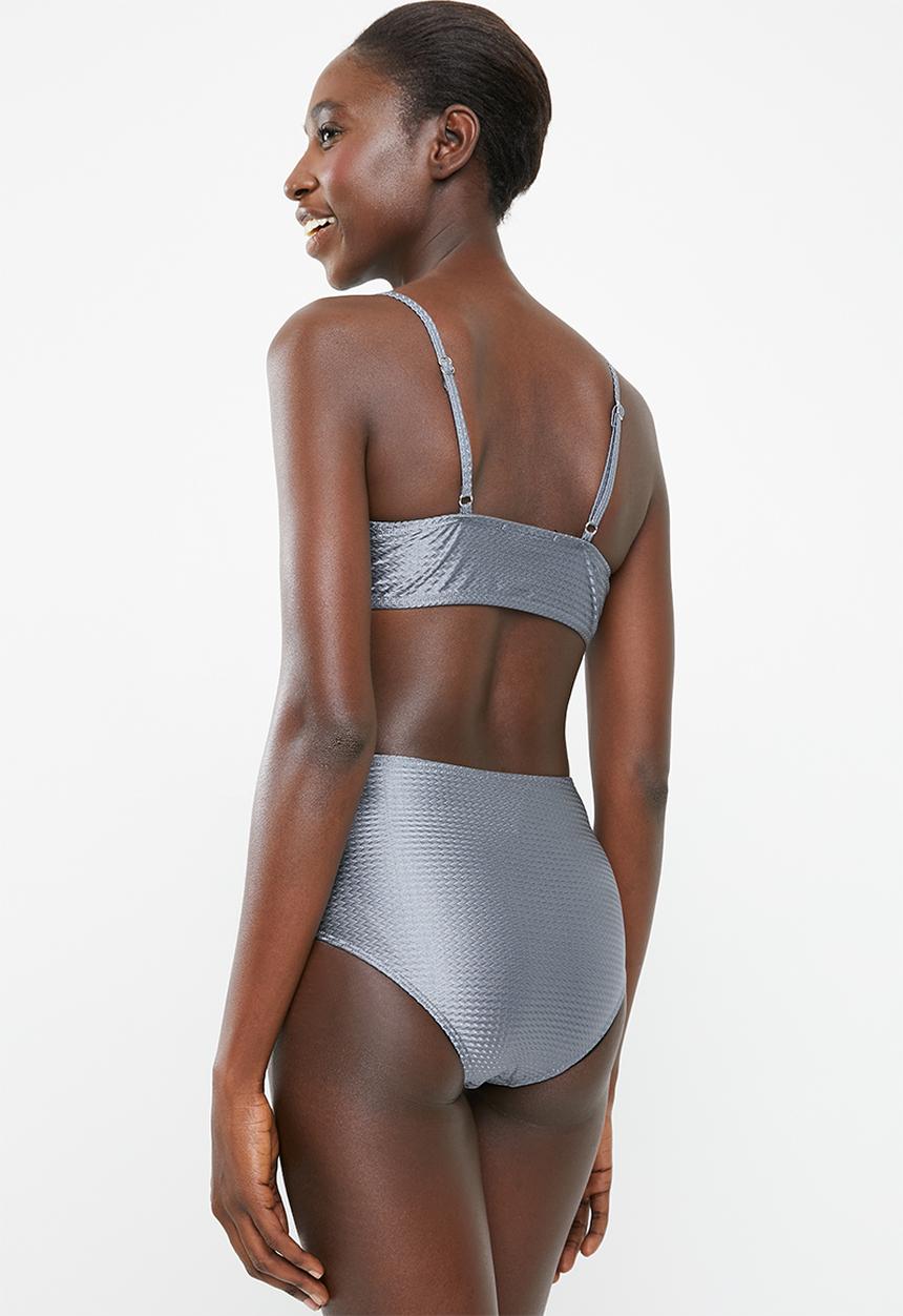 Missguided - Textured high waisted brief - grey