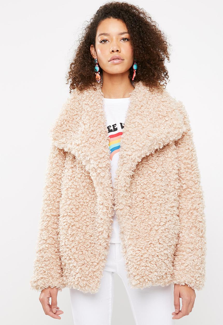 Missguided - Shaggy waterfall faux fur jacket - pink