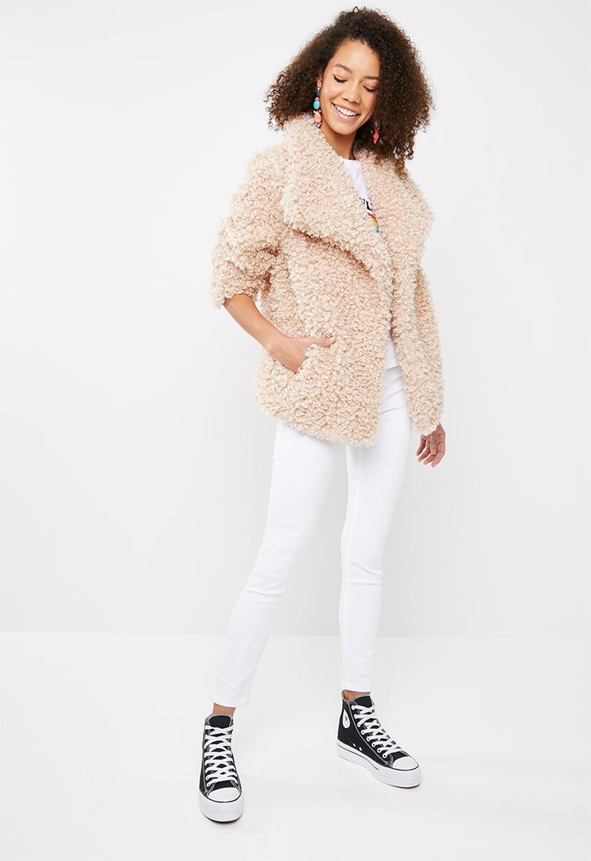 Missguided - Shaggy waterfall faux fur jacket - pink