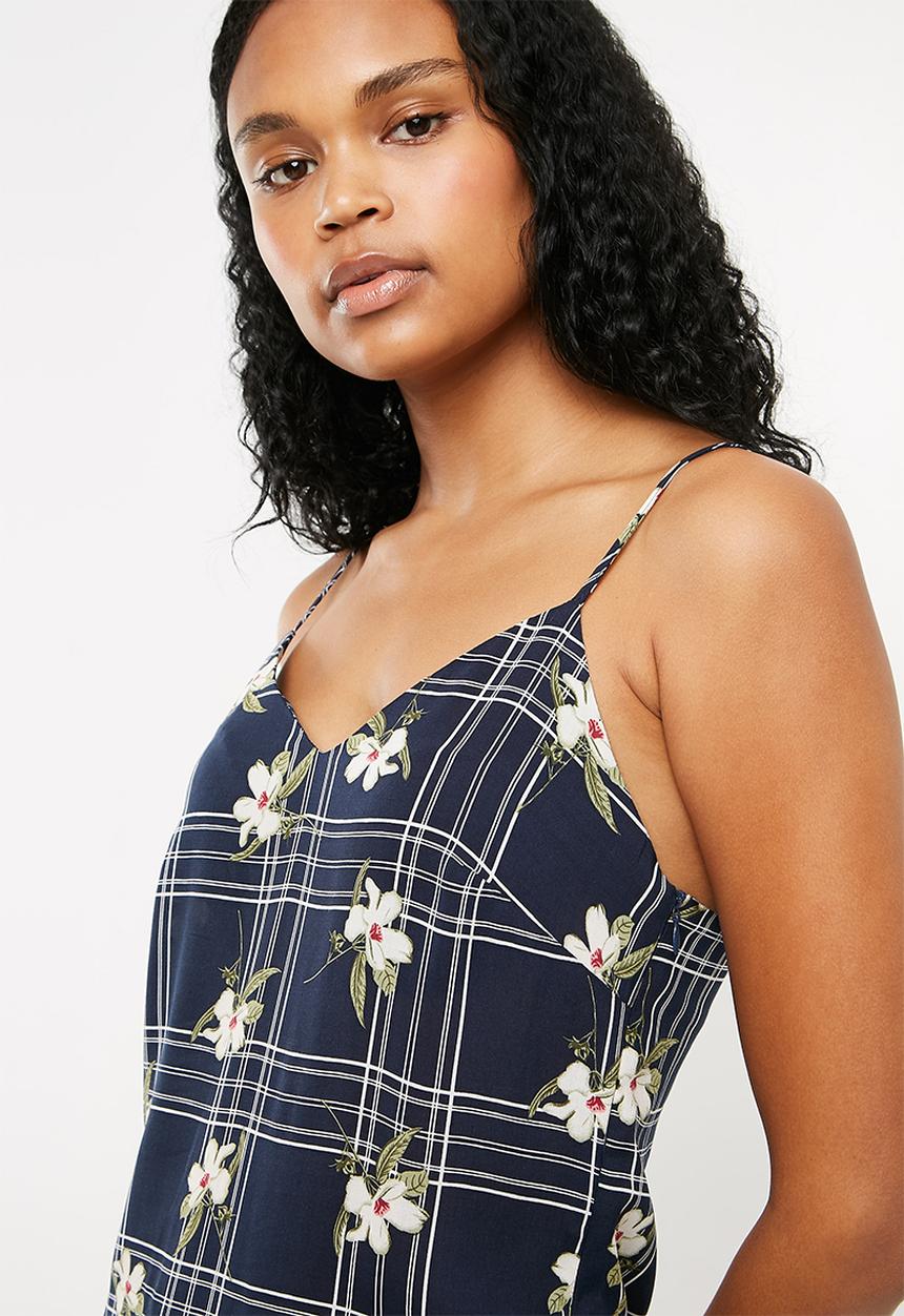 Superbalist - Midi slip dress with lace trim - multi 