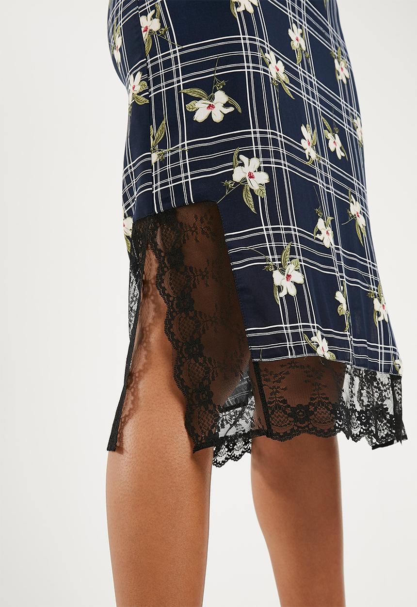 Superbalist - Midi slip dress with lace trim - multi 