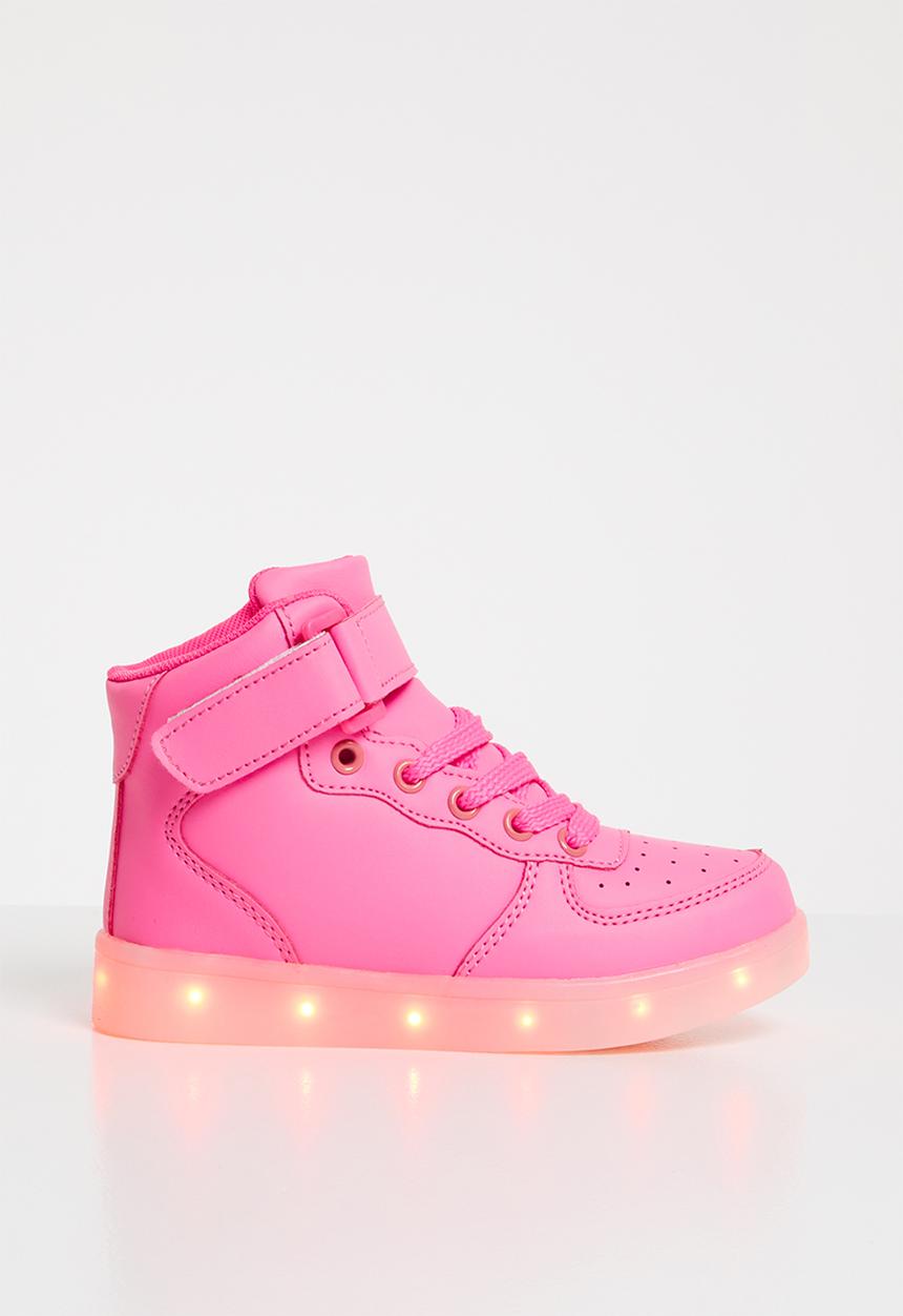 Pop Candy - High top light up velcro strap sneaker - pink