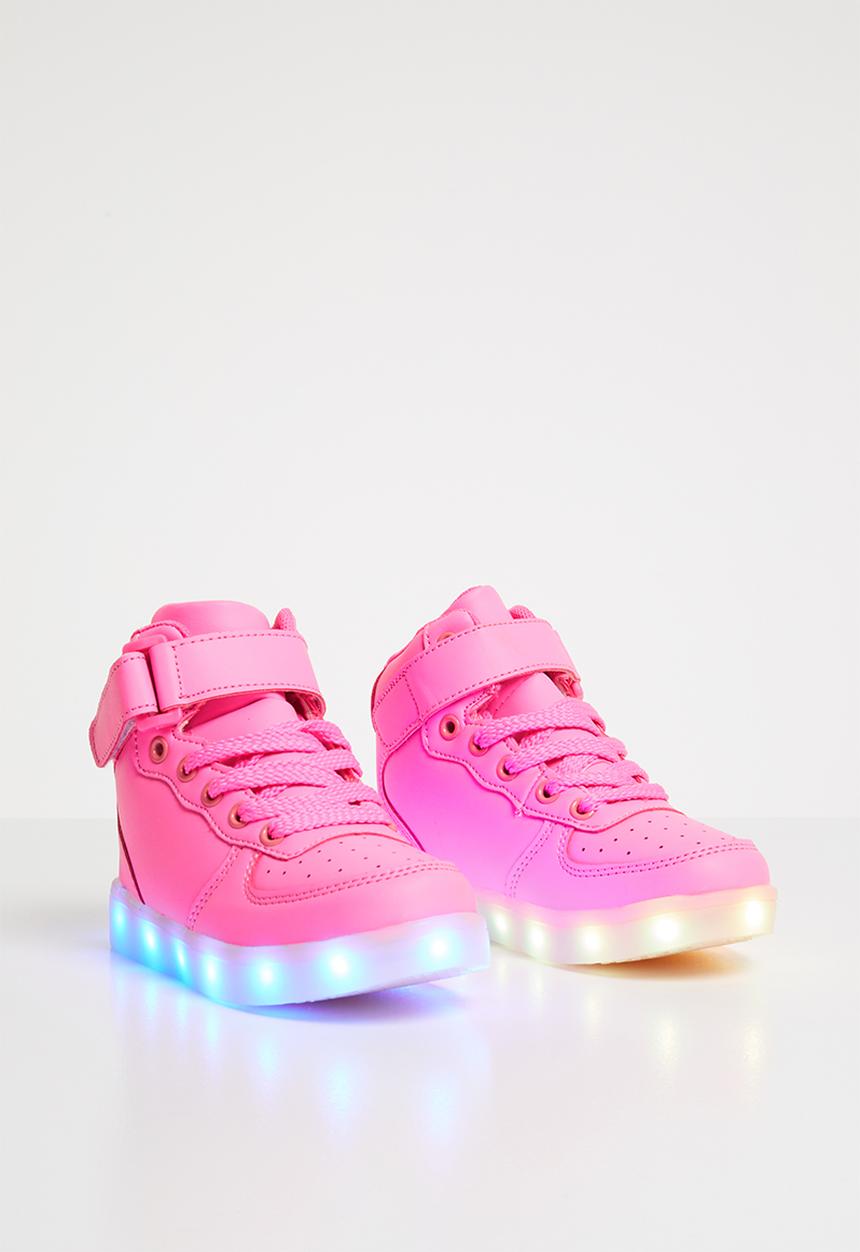 Pop Candy - High top light up velcro strap sneaker - pink