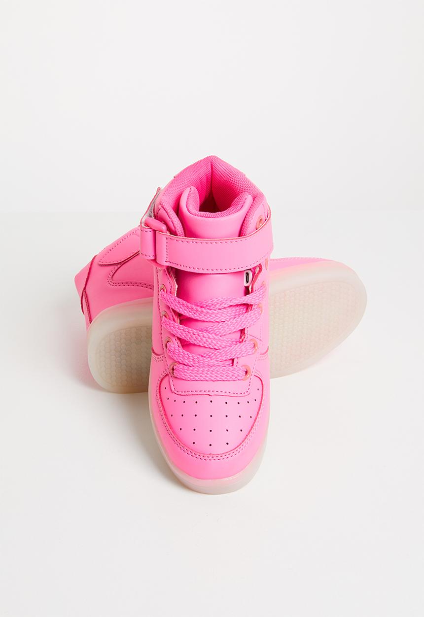 Pop Candy - High top light up velcro strap sneaker - pink