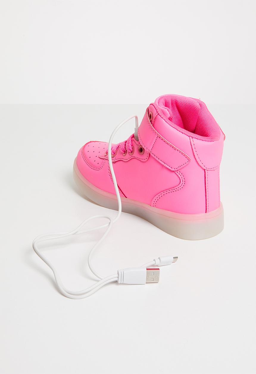 Pop Candy - High top light up velcro strap sneaker - pink