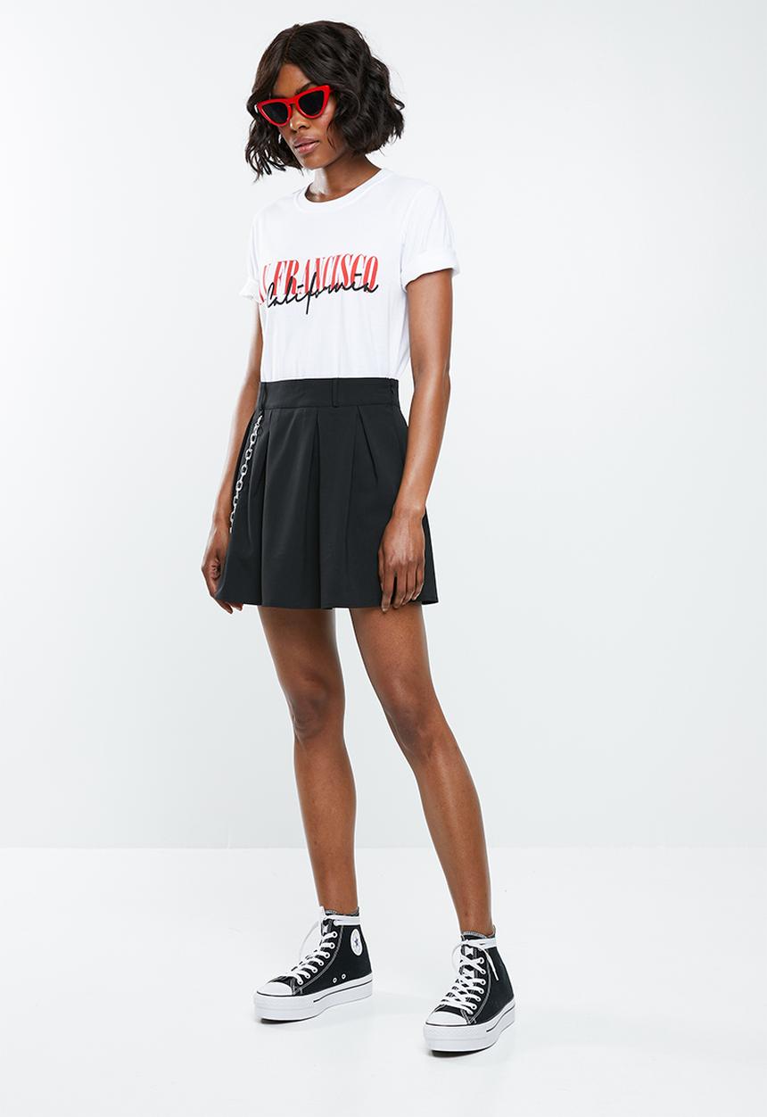 Missguided - Pleated chain detail mini skirt - black 