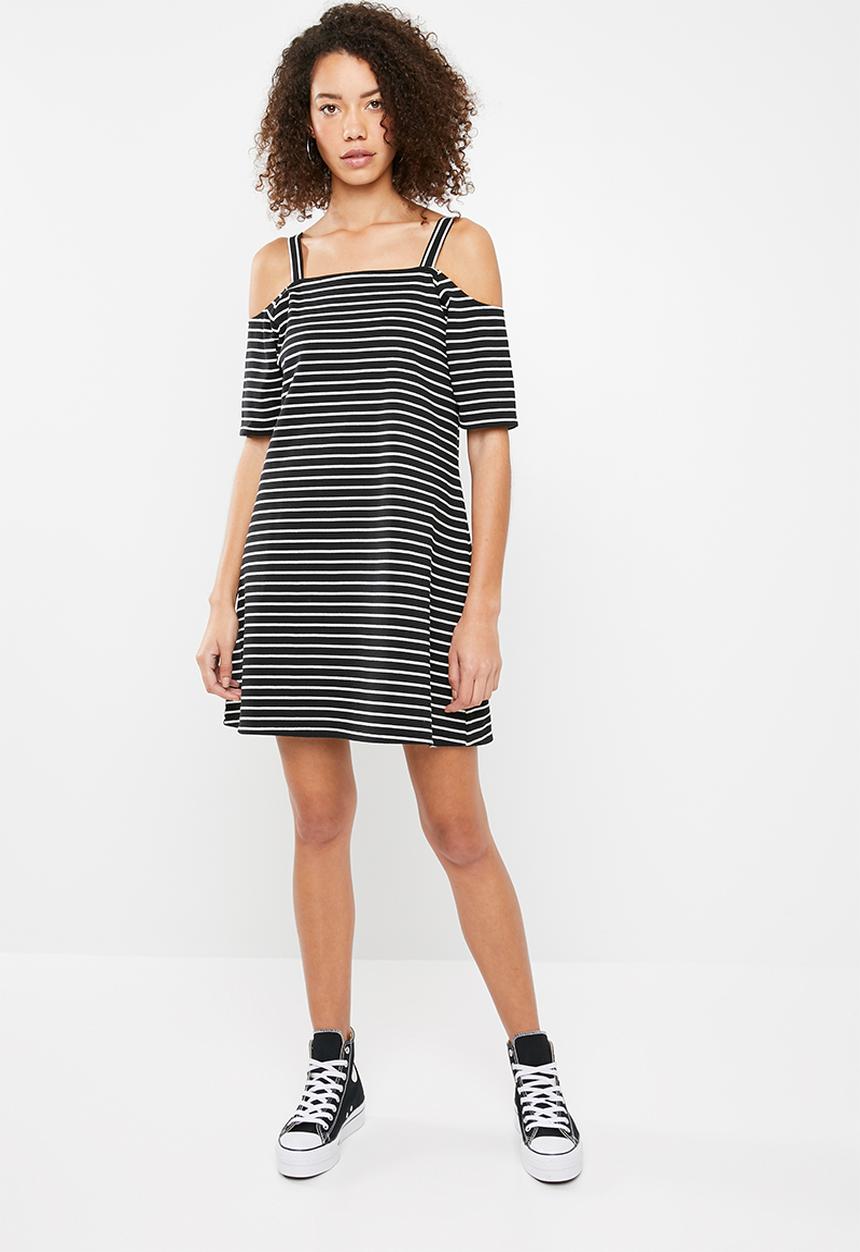 Superbalist - Off the shoulder dress with strap detail - black and white 