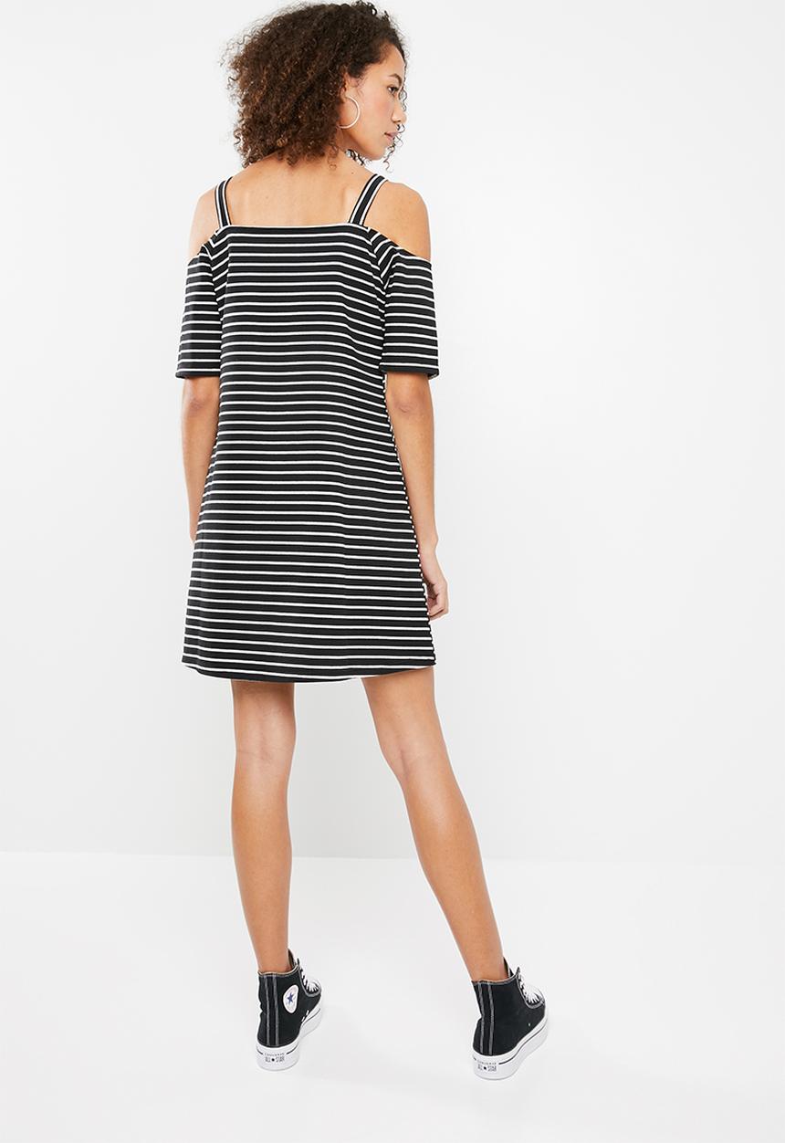 Superbalist - Off the shoulder dress with strap detail - black and white 