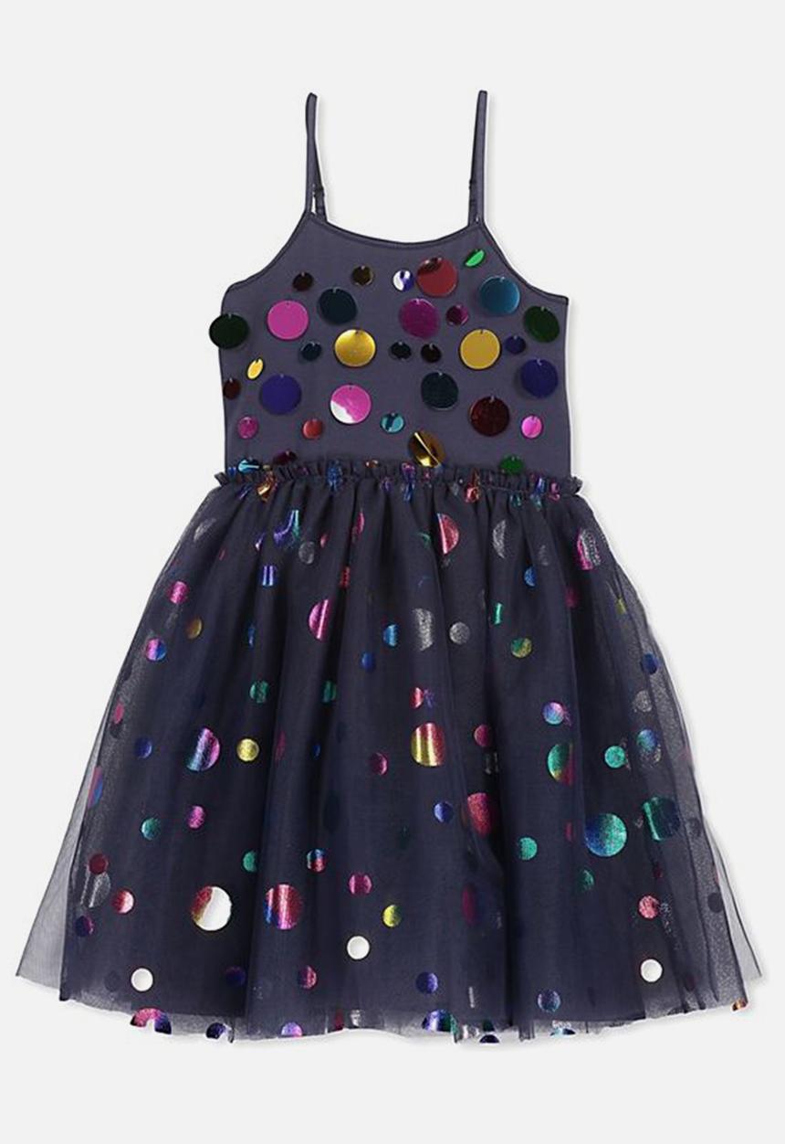 Cotton On - Iris tulle dress ink multi spot - black