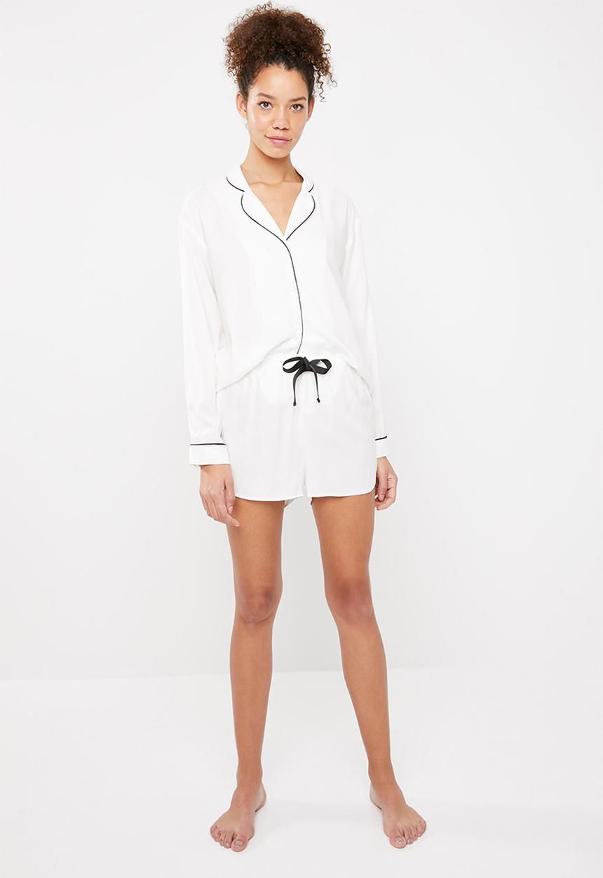 Superbalist - Sleep shirt and shorts set  - white