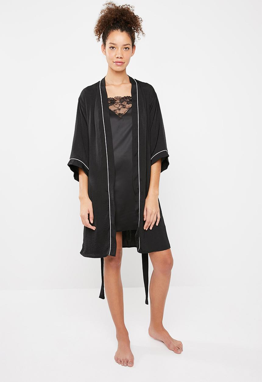 Superbalist - Robe with contrast stitching - black