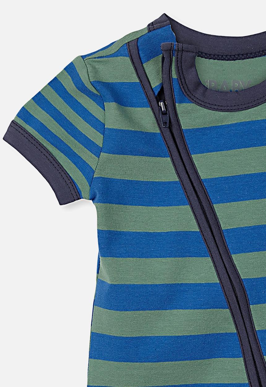 Cotton On - Mini ss zip through  - green & blue