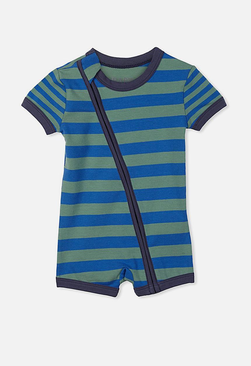 Cotton On - Mini ss zip through  - green & blue