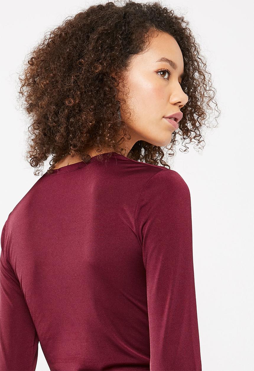 Superbalist - Knit combo bodysuit - burgundy