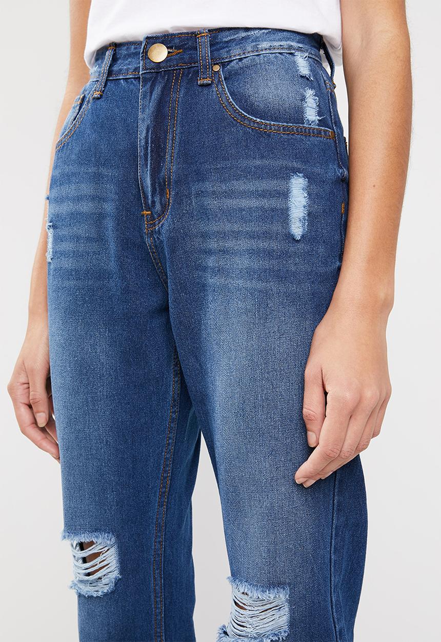 Superbalist - Med wash mom jeans - blue