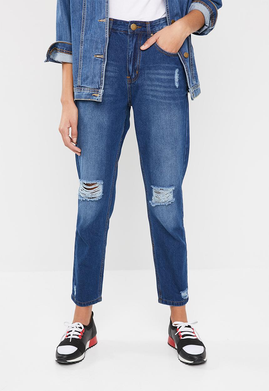 Superbalist - Med wash mom jeans - blue