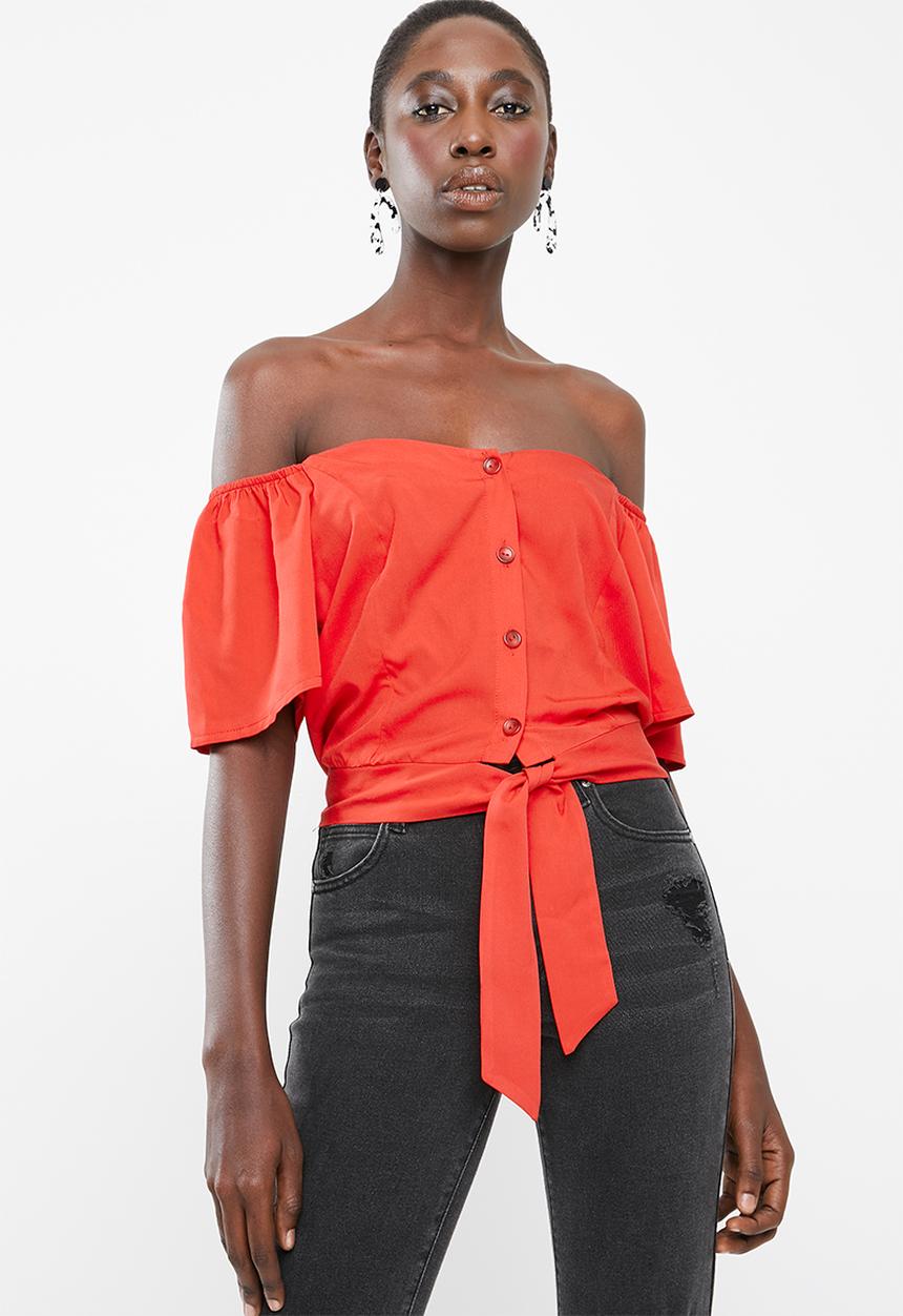 Superbalist - Tie front feminine shirt - red