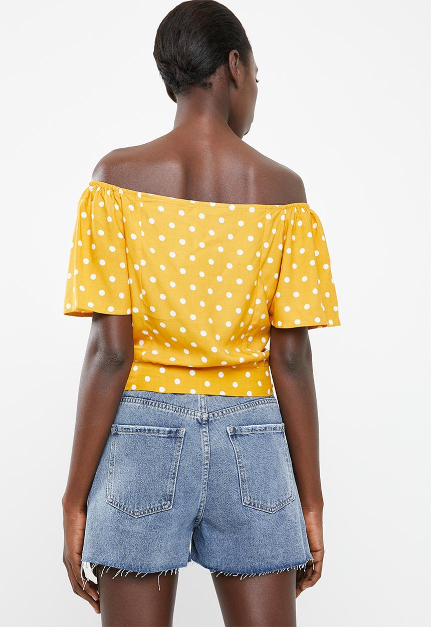 Superbalist - Tie front feminine shirt - yellow & white 