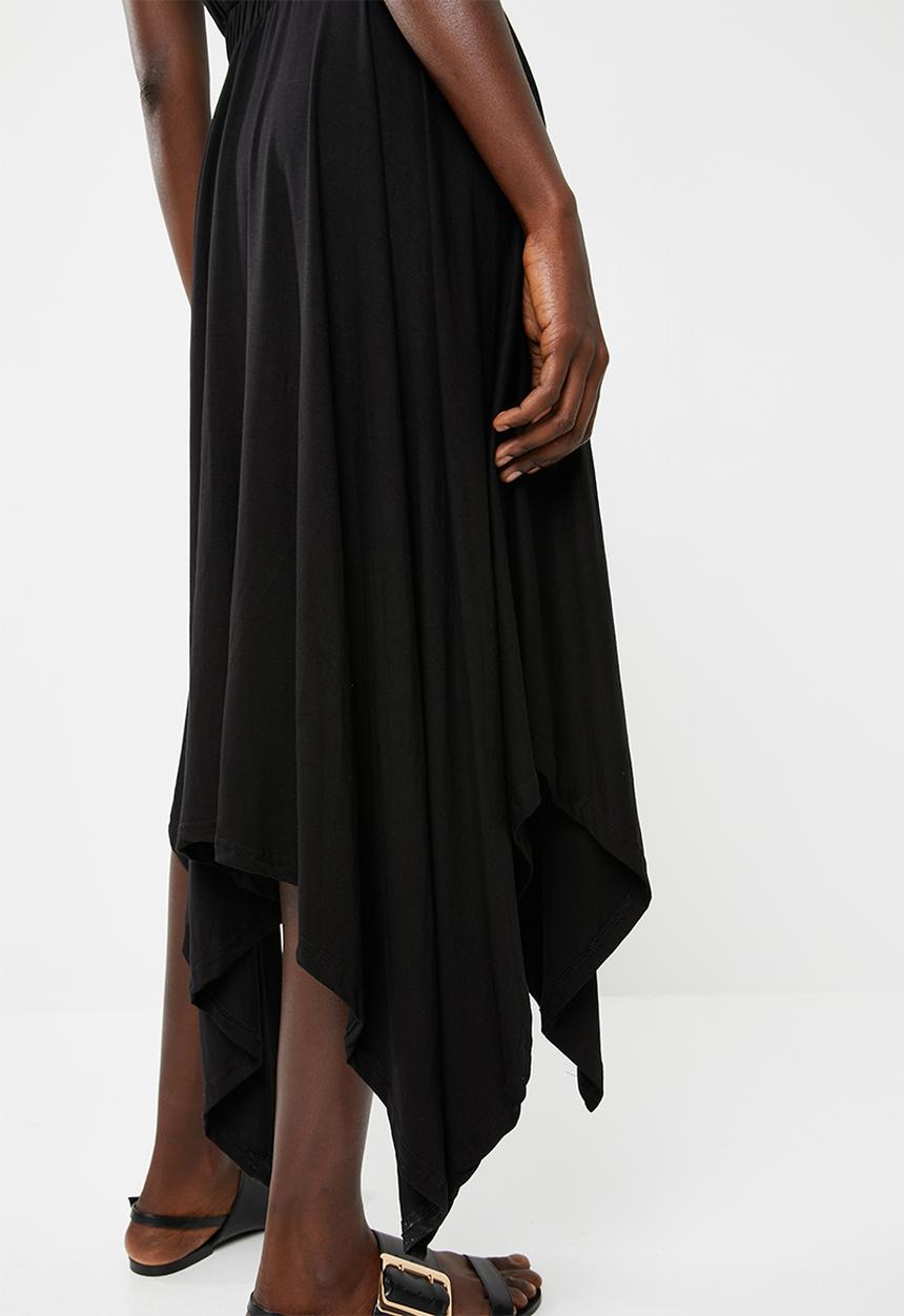 edit - Sleeveless dress with dipped hem - black