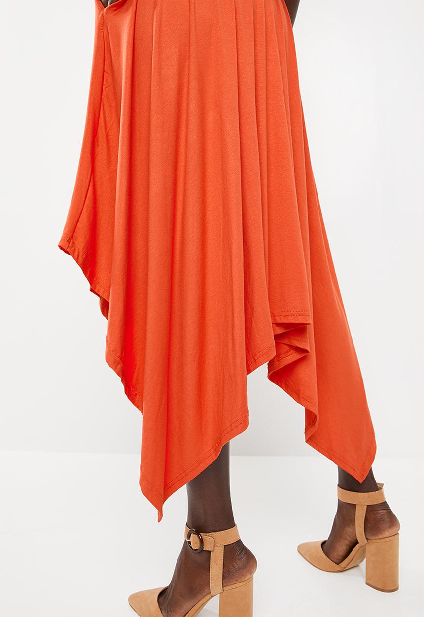 edit - Sleeveless dress with dipped hem - orange