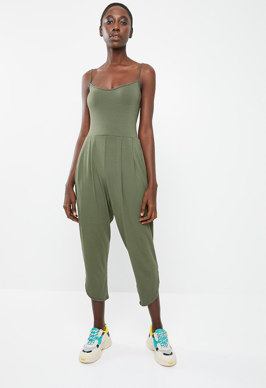 Superbalist - Strappy yoga jumpsuit with side pockets - khaki